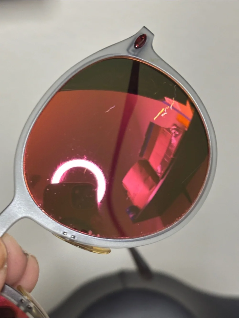 Rayban RB4224 650/6Q Tech-Lightray Round Matte Transparent Grey w/ Red Mirror